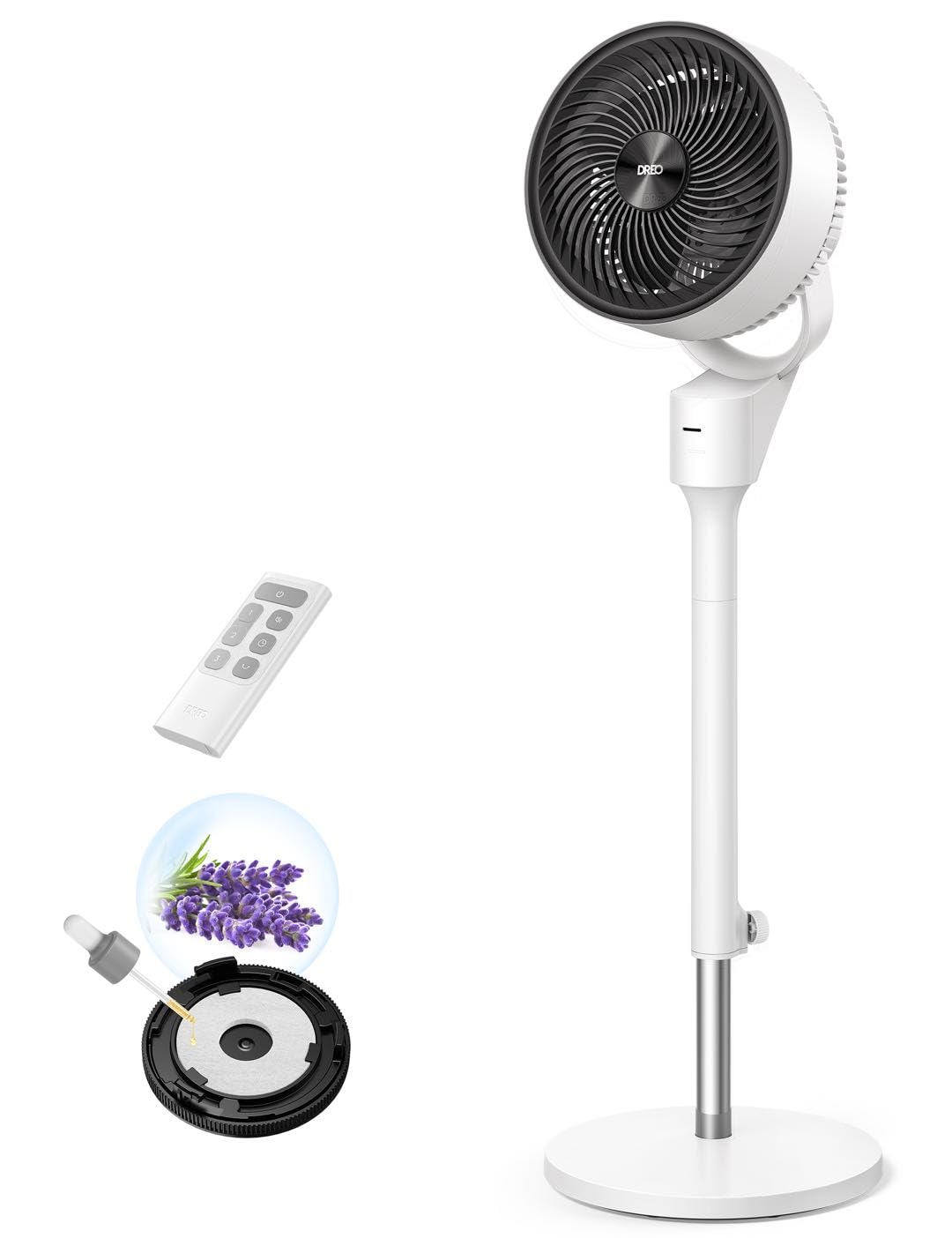 Dreo 80° Oscillating Standing Fan for Bedroom, Quiet 25dB, 3 Speeds with Remote, 34-41" Adjustable Height Air Circulator