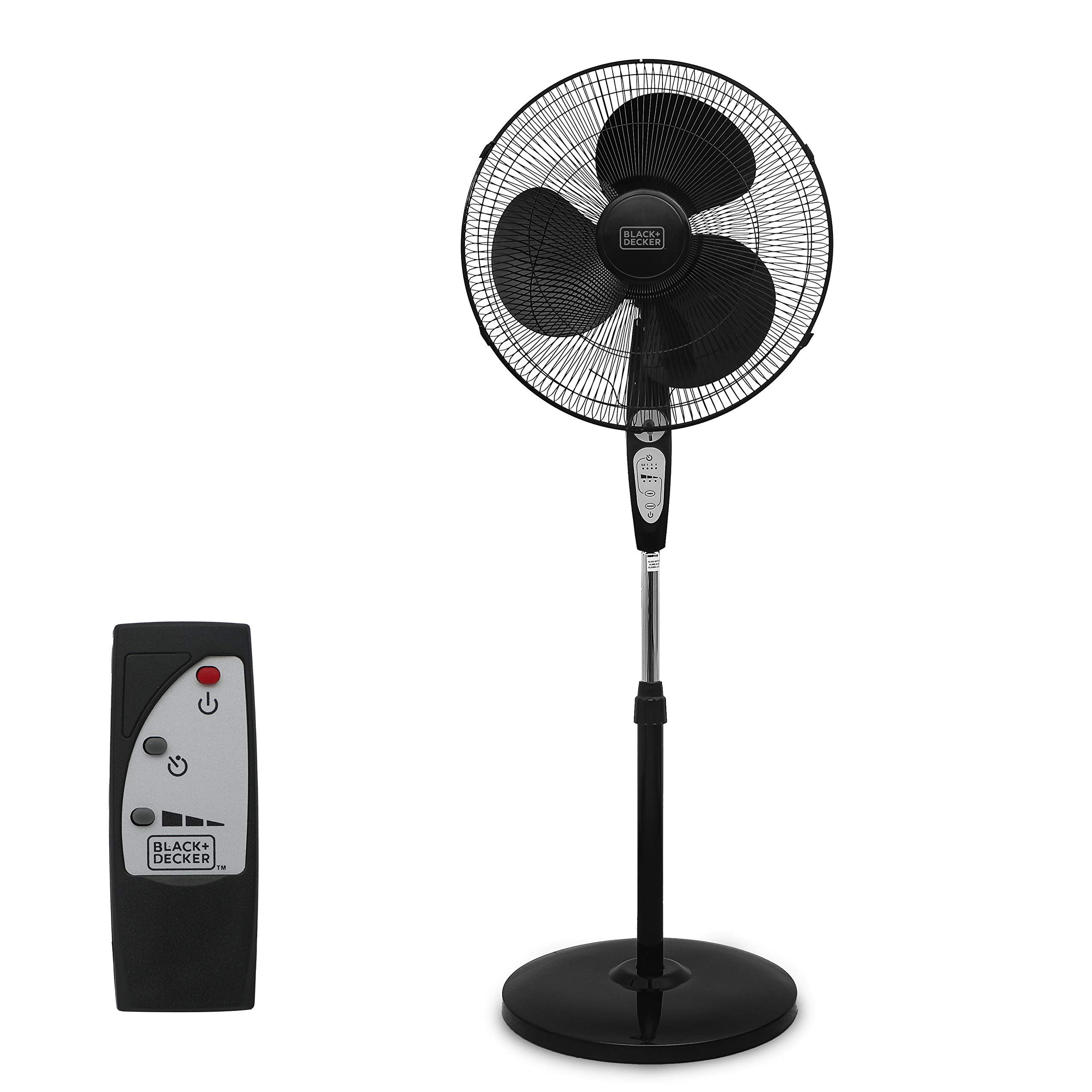 BLACK+DECKER Adjustable Height Pedestal Fan for Home, Office and Room Cooling with Remote Control and Touch Panel, 18-In
