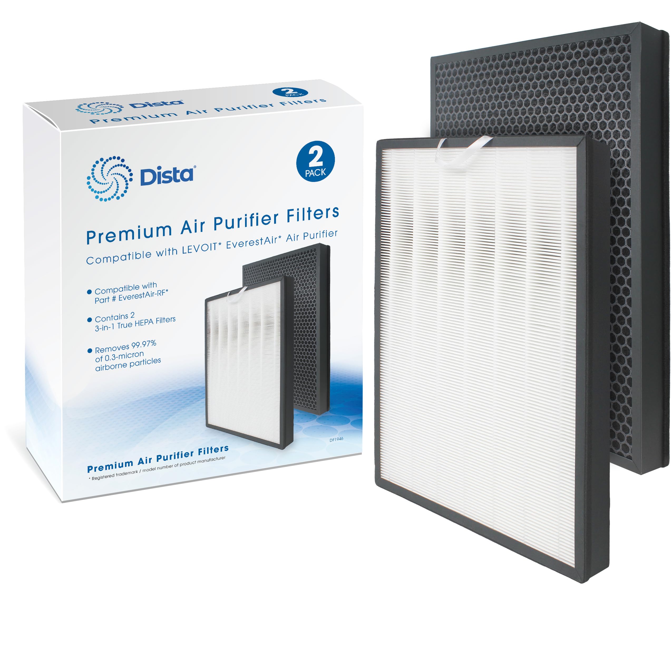 True HEPA H13 Filter for LEVOIT EverestAir Air Purifier - High Efficiency, Compatible with LRF-E551-WUS, Pack of 2